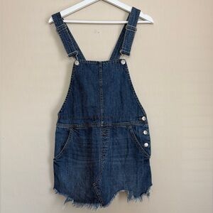 Free People Denim Overall Skirt Jumper Raw Hem Women’s XSmall